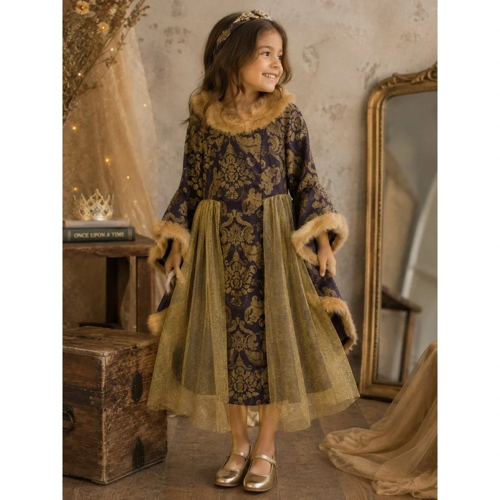 Chasing Fireflies Wishcraft Girls Medieval Queen Purple Damask Costume Dress 14